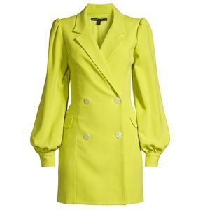 Black Halo Neon Yellow Mini Blazer Dress